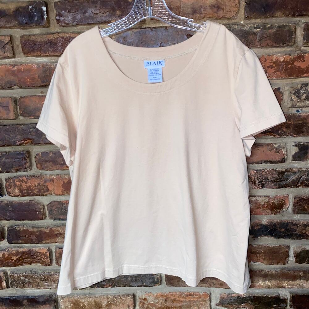 Blair Beige Tan Short Sleeve Crew Neck T-Shirt Women's Size XL - Picture 1 of 4